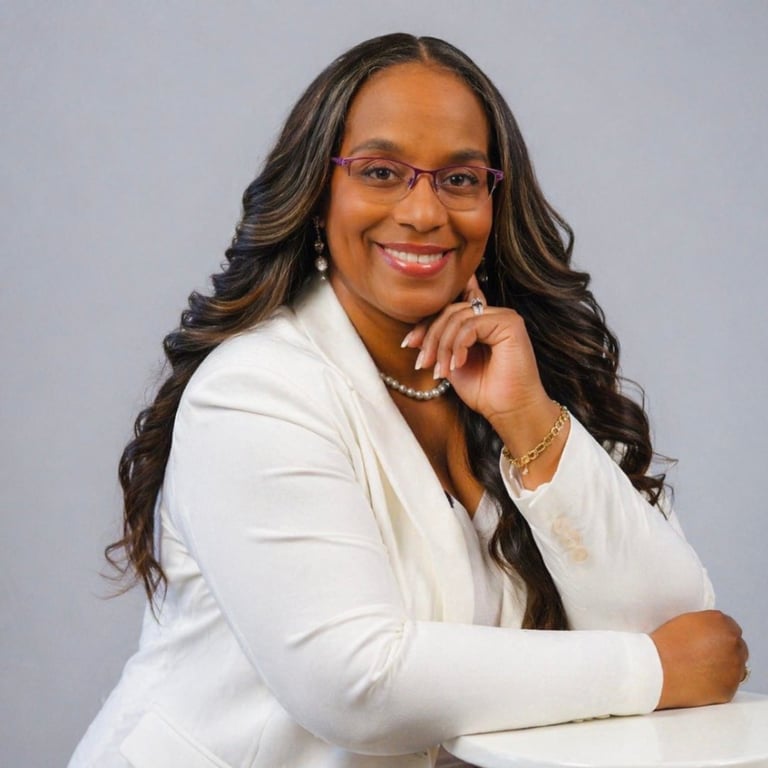 Professional headshot of Daphne R. Bradfield, licensed attorney and notary public, wearing a white blazer and pearl necklace, smiling warmly